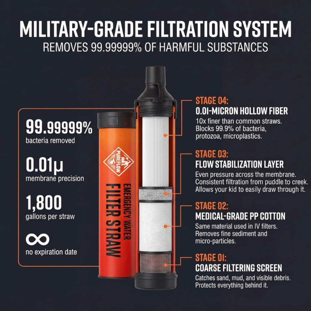 Pureflow Emergency Water Filter Straw (Upgraded Version [year]) - Official Retailer