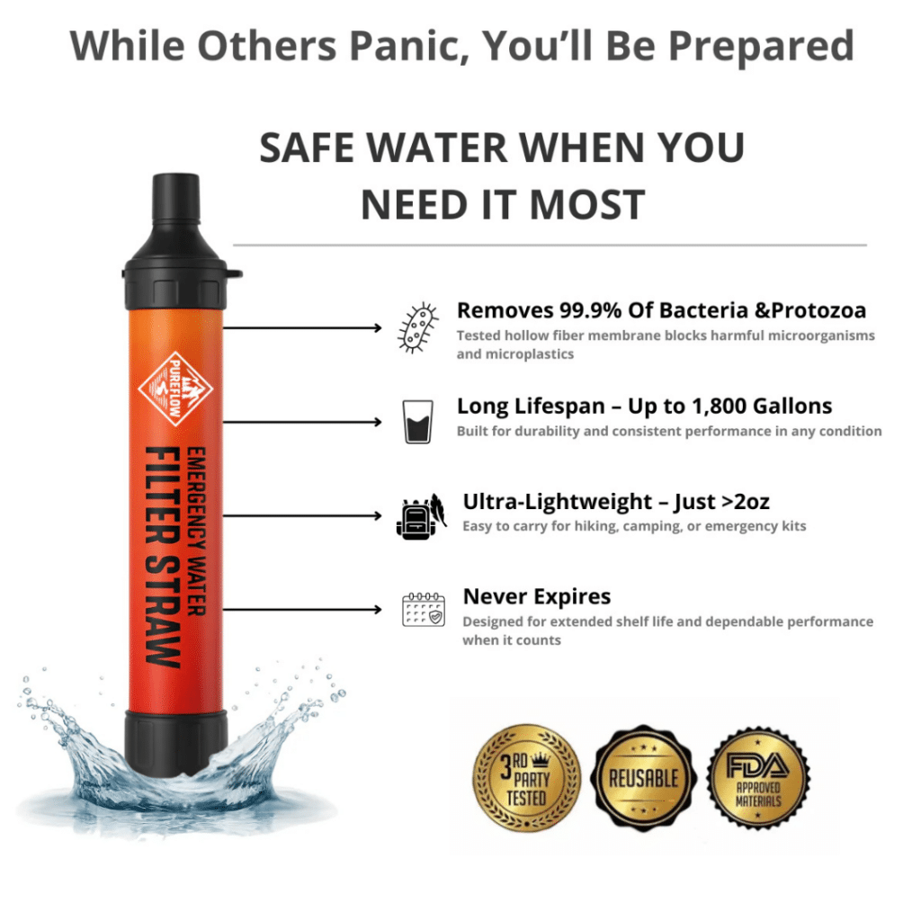 Pureflow Emergency Water Filter Straw (Upgraded Version [year]) - Official Retailer